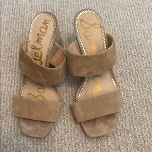 Sam Edelman Tan Mules with Block Heel